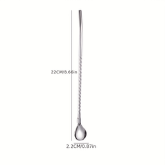 Stainless Steel Straw Spoon Coffee Scoop Long Handle Stirring Spoon