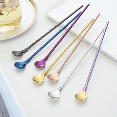 Stainless Steel Straw Spoon Coffee Scoop Long Handle Stirring Spoon