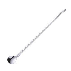 Stainless Steel Straw Spoon Coffee Scoop Long Handle Stirring Spoon