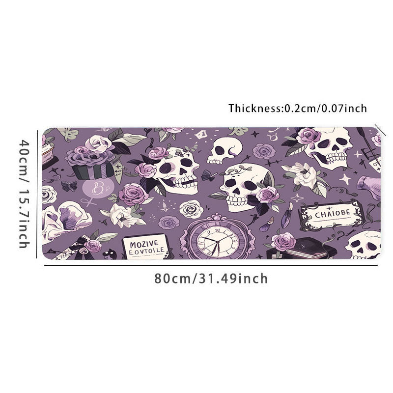 Purple Skull Flower Gaming Mousepad Computer Keyboard Pad Mouse Mat