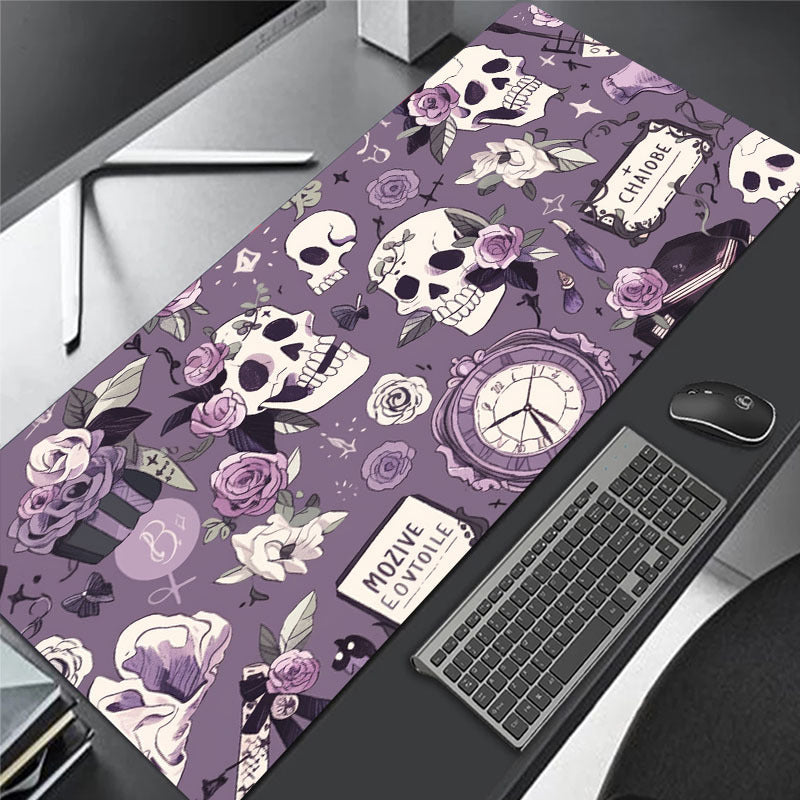 Purple Skull Flower Gaming Mousepad Computer Keyboard Pad Mouse Mat