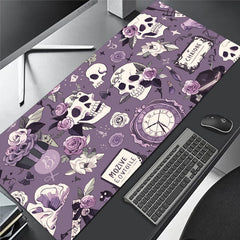 Purple Skull Flower Gaming Mousepad Computer Keyboard Pad Mouse Mat