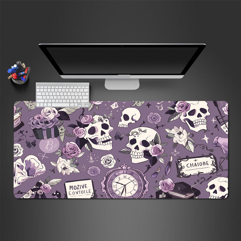 Purple Skull Flower Gaming Mousepad Computer Keyboard Pad Mouse Mat