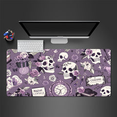 Purple Skull Flower Gaming Mousepad Computer Keyboard Pad Mouse Mat