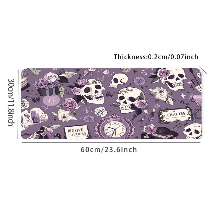 Purple Skull Flower Gaming Mousepad Computer Keyboard Pad Mouse Mat