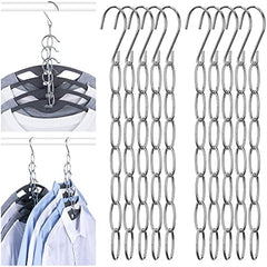 10pcs Metal Chain Clothes Hanger Organizer Foldable Space Saver
