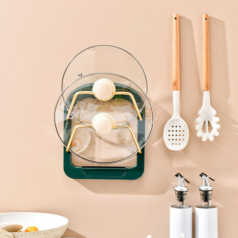 Wall Mounted Pot Cover Rack Kitchen Storage Multifunctional Organizer
