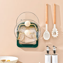 Wall Mounted Pot Cover Rack Kitchen Storage Multifunctional Organizer