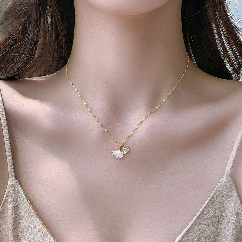 Ginkgo Leaf Pendant Necklace for Girls