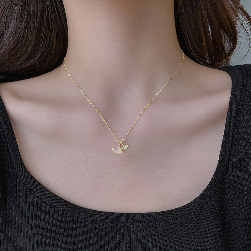 Ginkgo Leaf Pendant Necklace for Girls