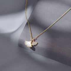 Ginkgo Leaf Pendant Necklace for Girls