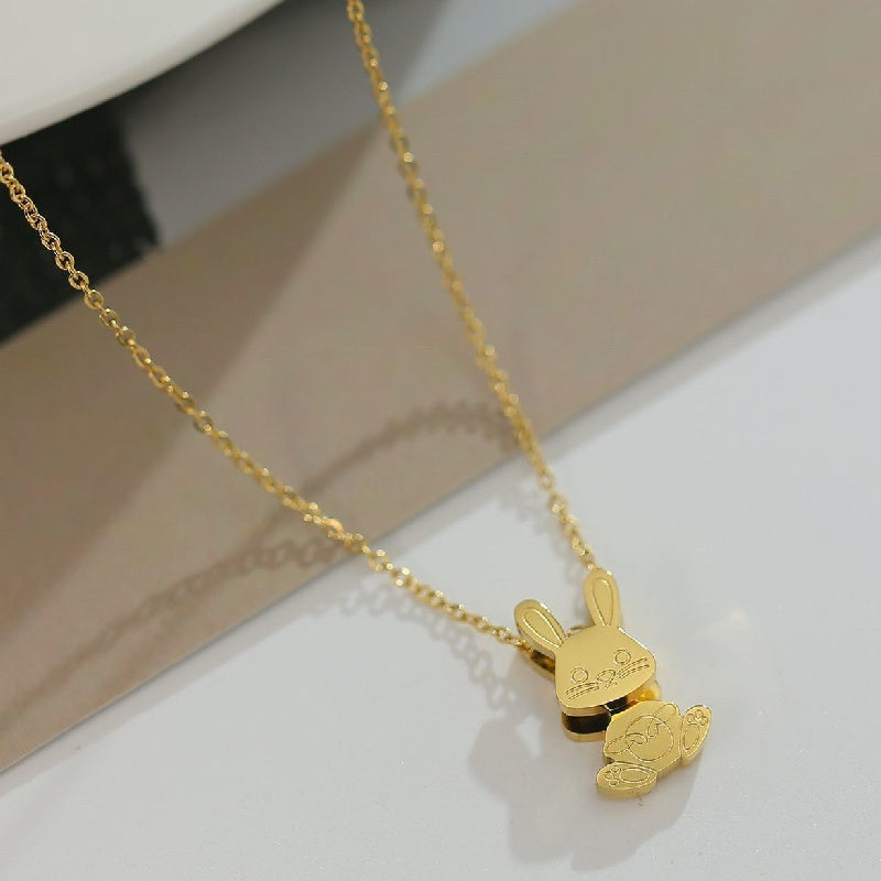 Swing Rabbit Zodiac Necklace Titanium Steel Clavicle Chain