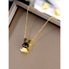 Swing Rabbit Zodiac Necklace Titanium Steel Clavicle Chain