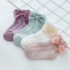Girls Kids Bowknot Lace Sweet Socks Breathable Comfy Students Socks