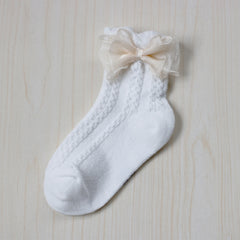 Girls Kids Bowknot Lace Sweet Socks Breathable Comfy Students Socks