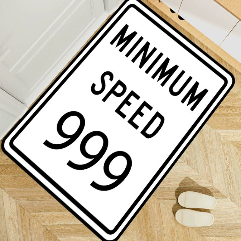 Minimal Speed Sign Area Rug Entrance Door Mat