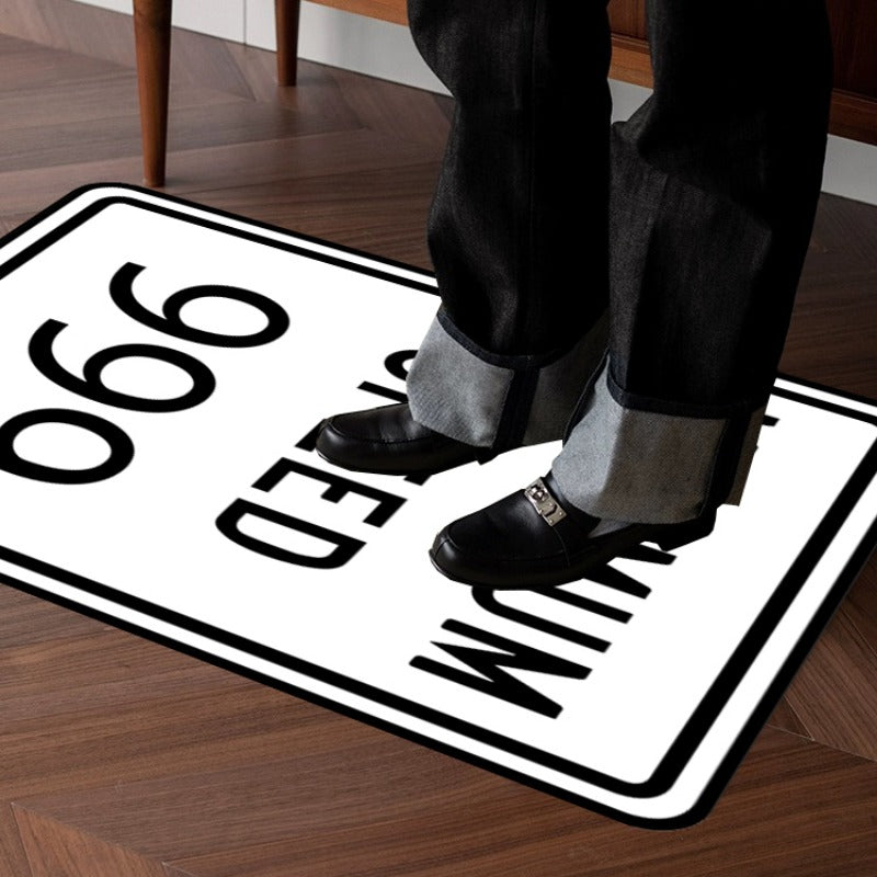 Minimal Speed Sign Area Rug Entrance Door Mat