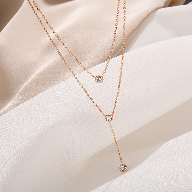Titanium Steel Double Layer Necklace Chain For Girls