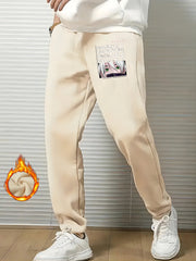 Men's Anime Print Sweatpants Casual Drawstring Joggers For Fall Winter