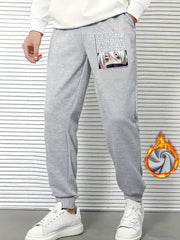 Men's Anime Print Sweatpants Casual Drawstring Joggers For Fall Winter