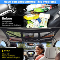 Car Ceiling Cargo Net Pocket Space Saving Auto Roof Cargo Storage Net