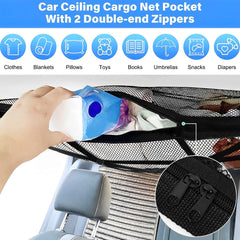 Car Ceiling Cargo Net Pocket Space Saving Auto Roof Cargo Storage Net