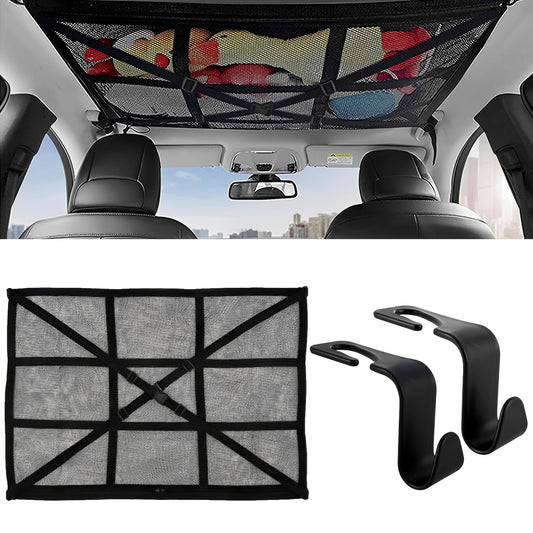 Car Ceiling Cargo Net Pocket Space Saving Auto Roof Cargo Storage Net