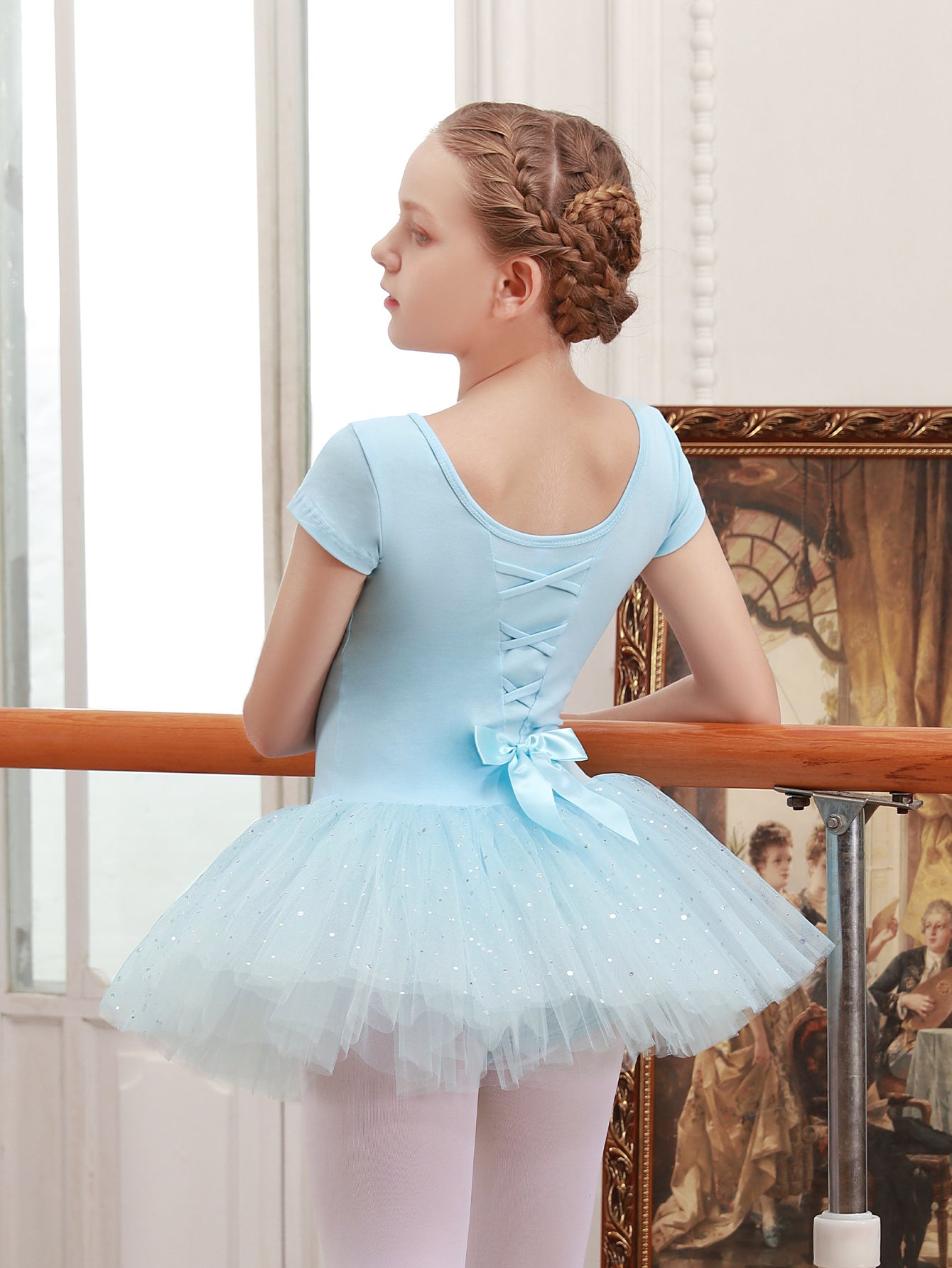 Girl's Bow Tulle Tutu Ballet Dance Dress Leotards