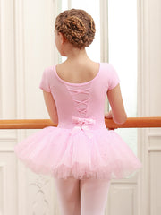 Girl's Bow Tulle Tutu Ballet Dance Dress Leotards