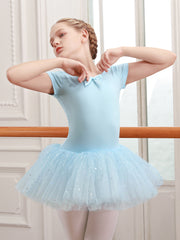 Girl's Bow Tulle Tutu Ballet Dance Dress Leotards
