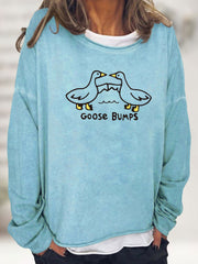 Goose Bumps Print Sweatshirt Casual Long Sleeve Crew Neck Sweatshirt