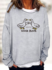 Goose Bumps Print Sweatshirt Casual Long Sleeve Crew Neck Sweatshirt