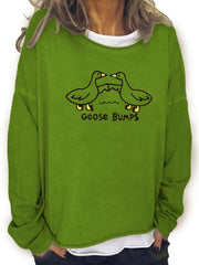 Goose Bumps Print Sweatshirt Casual Long Sleeve Crew Neck Sweatshirt