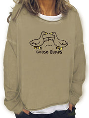 Goose Bumps Print Sweatshirt Casual Long Sleeve Crew Neck Sweatshirt