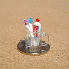 Dollhouse Mini Resin Cup Toothpaste Toothbrush Set 1:6 1:12 Bathroom Furniture
