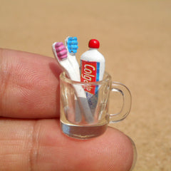 Dollhouse Mini Resin Cup Toothpaste Toothbrush Set 1:6 1:12 Bathroom Furniture