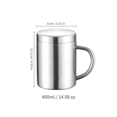 Stainless Steel Double Wall Coffee Mug with Lid and Handle