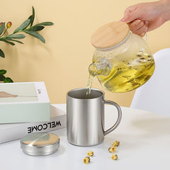 Stainless Steel Double Wall Coffee Mug with Lid and Handle