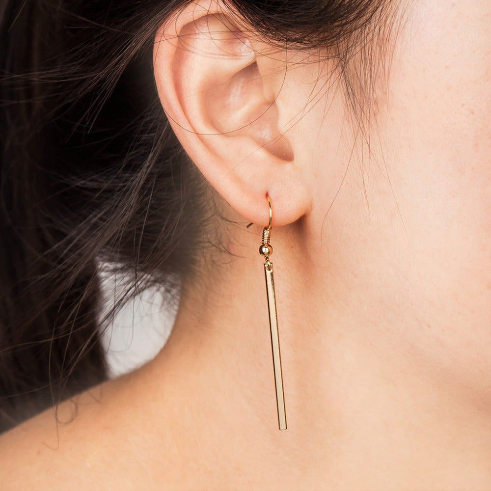 Minimalist Square Bar Pendant Earrings Geometric Stick Drop Dangle Earrings