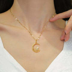 Star Moon Wedding Necklace Titanium Steel Chain