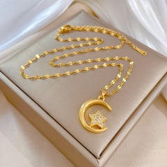 Star Moon Wedding Necklace Titanium Steel Chain