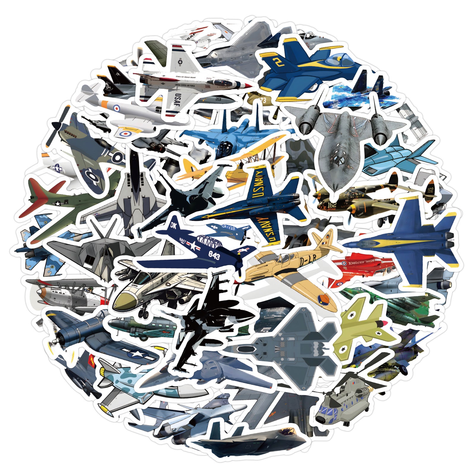 60pcs Fighter Jet Doodle Stickers Military Stickers Phone Cases Waterproof