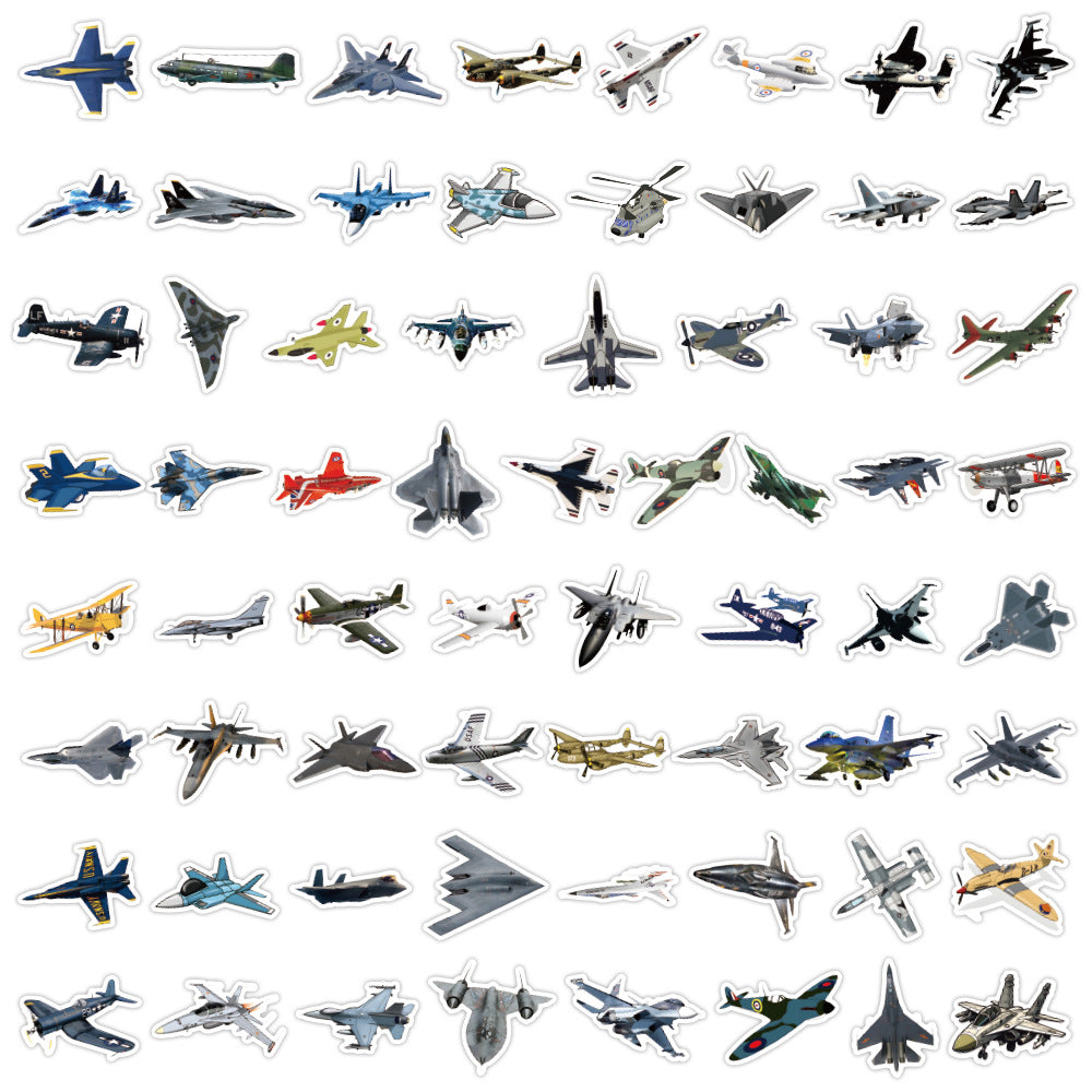 60pcs Fighter Jet Doodle Stickers Military Stickers Phone Cases Waterproof