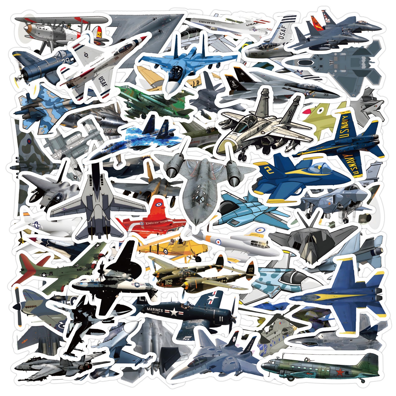 60pcs Fighter Jet Doodle Stickers Military Stickers Phone Cases Waterproof
