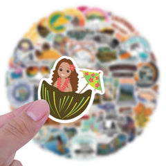60pcs Coconut Girl Series Doodle Stickers Waterproof Decorative DIY Toy