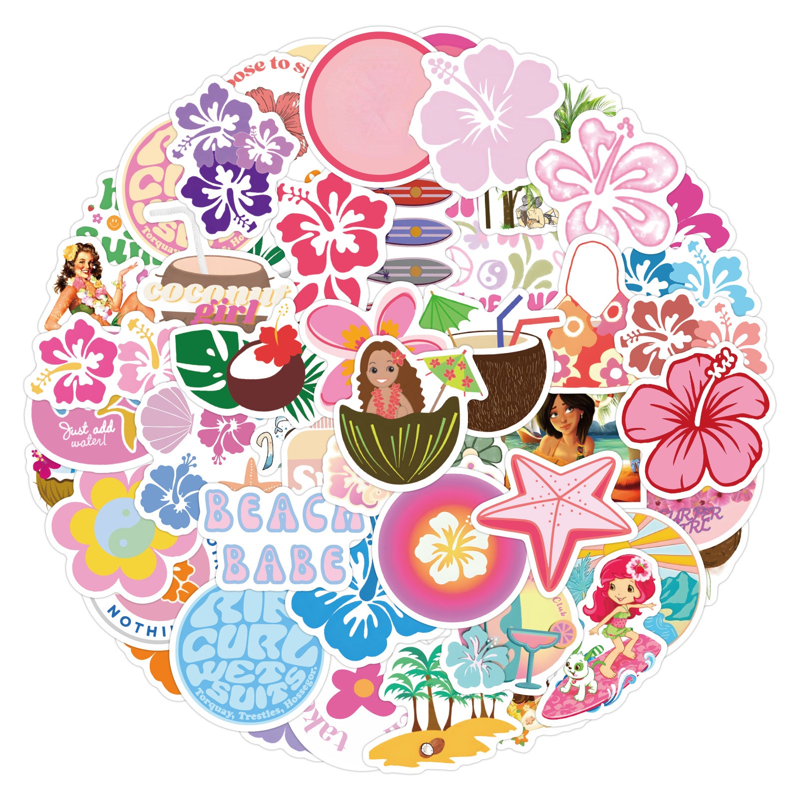 60pcs Coconut Girl Series Doodle Stickers Waterproof Decorative DIY Toy