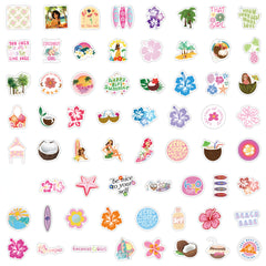 60pcs Coconut Girl Series Doodle Stickers Waterproof Decorative DIY Toy
