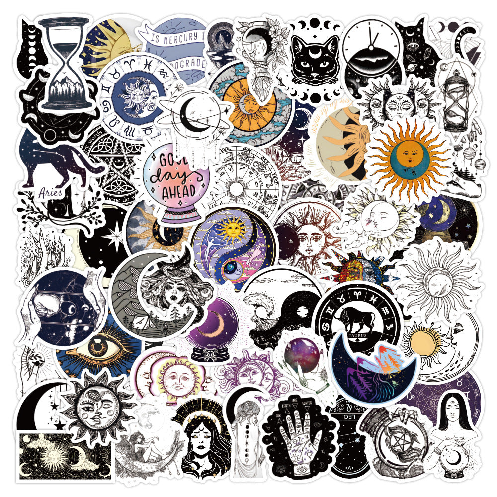 60pcs Retro Astrology Series Graffiti Stickers Waterproof Sticker