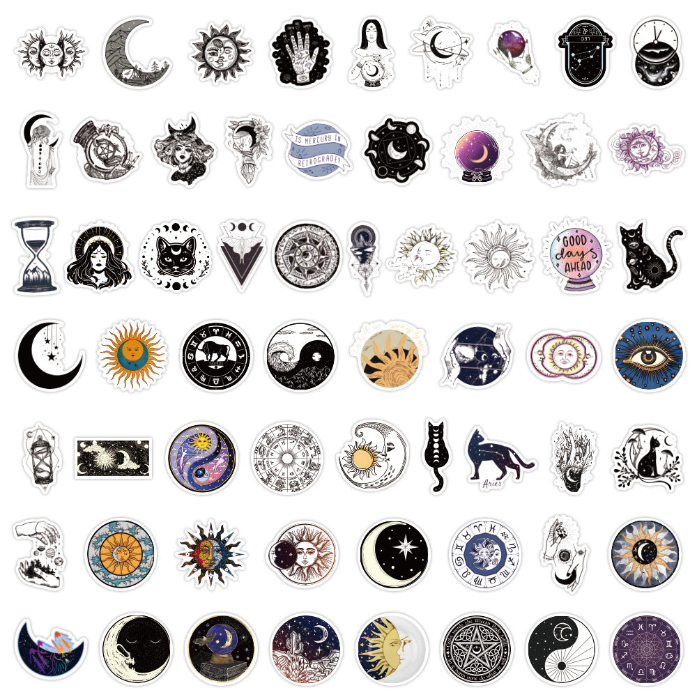 60pcs Retro Astrology Series Graffiti Stickers Waterproof Sticker