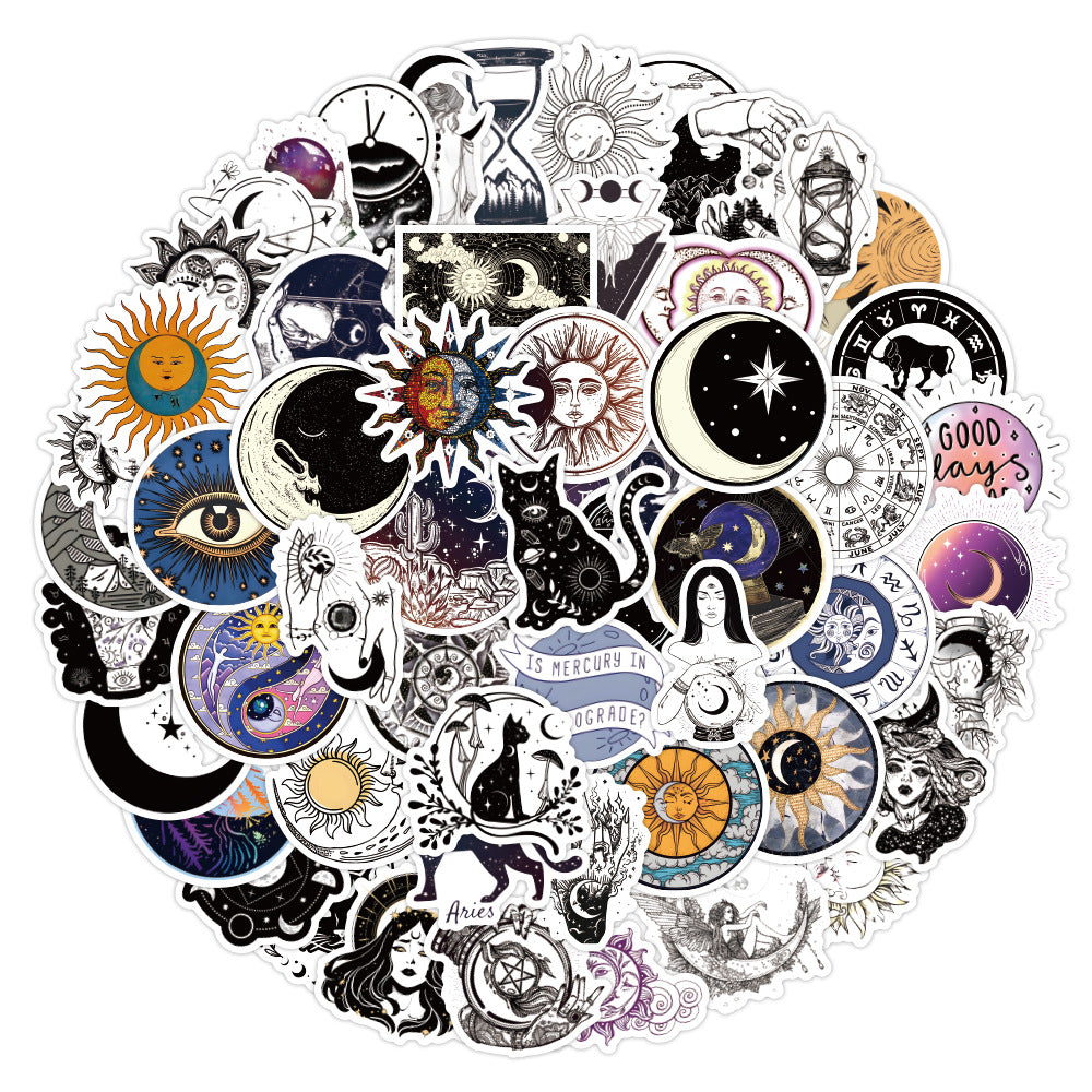 60pcs Retro Astrology Series Graffiti Stickers Waterproof Sticker